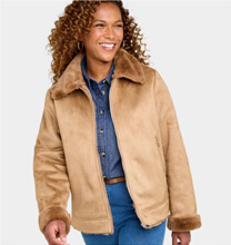 Bonded Zip Front Faux Shearling Jacket - LA499